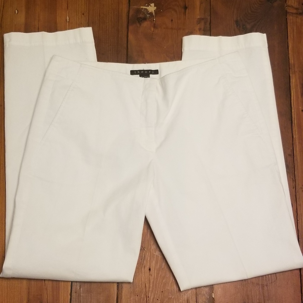 Theory Teina Womens White Pant size 6 Casual Ankle